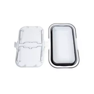 PLATINET CAMPING PICKNICKKORB 47X29X23,5 CM, 16L, FALTBAR, MIT DECKEL 2IN 1 / TISCH WEISS-GRAU