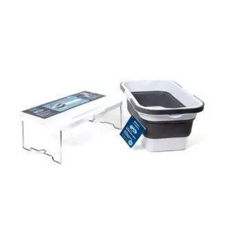 PLATINET CAMPING PICKNICKKORB 47X29X23,5 CM, 16L, FALTBAR, MIT DECKEL 2IN 1 / TISCH WEISS-GRAU