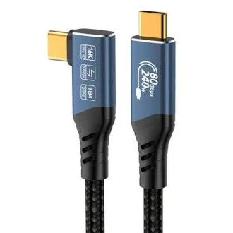 PremiumCord USB4 Version 2.0, 80 Gbit/s, 16K@60Hz, 240 W, Thunderbolt 3 und 4, gebogenes Kabel, 1 m PremiumCord USB4 Version 2.0, 80 Gbit/s, 16K@60Hz, 240 W, Thunderbolt 3 und 4, gebogenes Kabel, 1 m