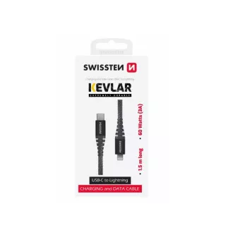 SWISSTEN DATENKABEL KEVLAR USB-C / LIGHTNING 1,5 M ANTHRAZIT SWISSTEN DATENKABEL KEVLAR USB-C / LIGHTNING 1,5 M ANTHRAZIT