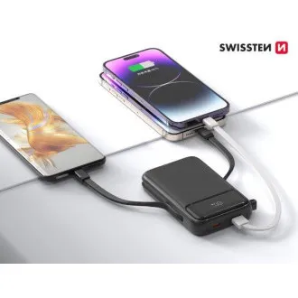 SWISSTEN POWER BANK 10000 mAh PD 20 W MIT INTEGRIERTEN USB-C- UND LIGHTNING-KABELN (MagSafe-kompatibel) SWISSTEN POWER BANK 10000 mAh PD 20 W MIT INTEGRIERTEN USB-C- UND LIGHTNING-KABELN (MagSafe-kompatibel)