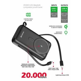 SWISSTEN POWER BANK 20.000 mAh PD 20 W MIT INTEGRIERTEN USB-C- UND LIGHTNING-KABELN (MagSafe-kompatibel) SWISSTEN POWER BANK 20.000 mAh PD 20 W MIT INTEGRIERTEN USB-C- UND LIGHTNING-KABELN (MagSafe-kompatibel)