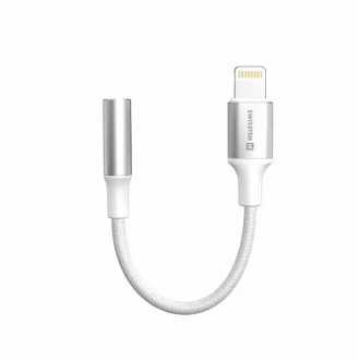 SWISSTEN AUDIO ADAPTER TEXTILE LIGHTNING (Stecker) / 3,5mm AUX 0,15 M WEISS (ersetzt 73501212)