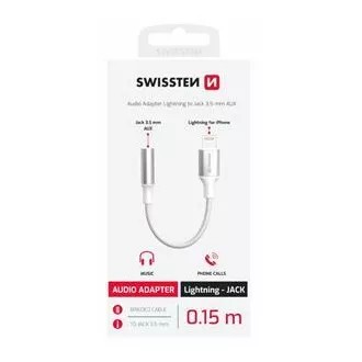 SWISSTEN AUDIO ADAPTER TEXTILE LIGHTNING (Stecker) / 3,5mm AUX 0,15 M WEISS (ersetzt 73501212)