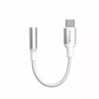 SWISSTEN AUDIO ADAPTER TEXTILE USB-C (Stecker) / 3,5mm AUX 0,15 M WEISS (ersetzt 73501302)