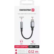 SWISSTEN AUDIO ADAPTER TEXTILE USB-C (Stecker) / 3,5mm AUX 0,15 M SCHWARZ (ersetzt 73501301)