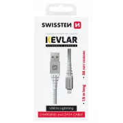 SWISSTEN DATENKABEL KEVLAR USB / LIGHTNING 1.5 M WEISS