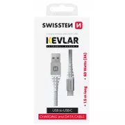 SWISSTEN DATENKABEL KEVLAR USB/USB-C 1.5 M WEISS