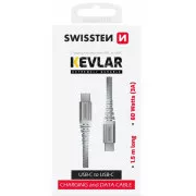 SWISSTEN DATENKABEL KEVLAR USB-C / USB-C 1,5 M WEISS