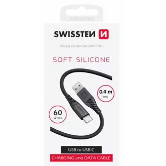 SWISSTEN DATENKABEL SOFT SILIKON USB / USB-C 0,4 M SCHWARZ SWISSTEN DATENKABEL SOFT SILIKON USB / USB-C 0,4 M SCHWARZ