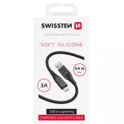 SWISSTEN DATENKABEL WEICHES SILIKON USB-A / LIGHTNING 0.4 M SCHWARZ
