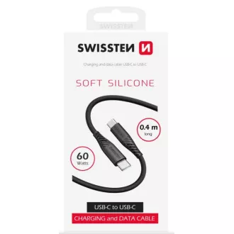 SWISSTEN DATENKABEL SOFT SILIKON USB-C / USB-C 0,4 M SCHWARZ