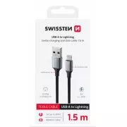 SWISSTEN DATENKABEL TEXTIL II USB / LIGHTNING 1,5 M SCHWARZ