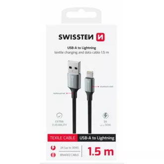 SWISSTEN DATENKABEL TEXTIL II USB / LIGHTNING 1,5 M SCHWARZ SWISSTEN DATENKABEL TEXTIL II USB / LIGHTNING 1,5 M SCHWARZ