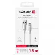SWISSTEN DATENKABEL TEXTIL II USB / USB-C 1.5 M WEISS