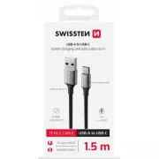 SWISSTEN DATENKABEL TEXTIL II USB / USB-C 1,5 M SCHWARZ