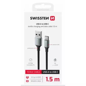 SWISSTEN DATENKABEL TEXTIL II USB / USB-C 1,5 M SCHWARZ SWISSTEN DATENKABEL TEXTIL II USB / USB-C 1,5 M SCHWARZ