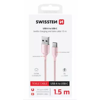 SWISSTEN DATENKABEL TEXTIL II USB / USB-C 1,5 M ROSA SWISSTEN DATENKABEL TEXTIL II USB / USB-C 1,5 M ROSA