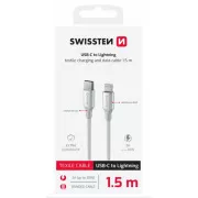 SWISSTEN DATENKABEL TEXTIL II USB-C / LIGHTNING 1.5 M WEISS