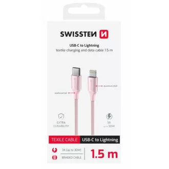 SWISSTEN DATENKABEL TEXTIL II USB-C / LIGHTNING 1,5 M ROSA SWISSTEN DATENKABEL TEXTIL II USB-C / LIGHTNING 1,5 M ROSA