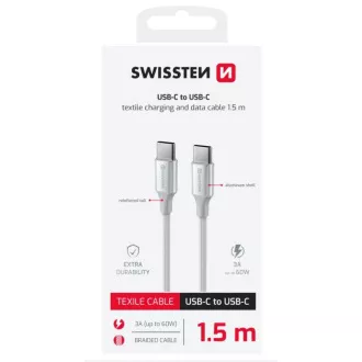 SWISSTEN DATENKABEL TEXTIL II USB-C / USB-C 1.5 M WEISS SWISSTEN DATENKABEL TEXTIL II USB-C / USB-C 1.5 M WEISS