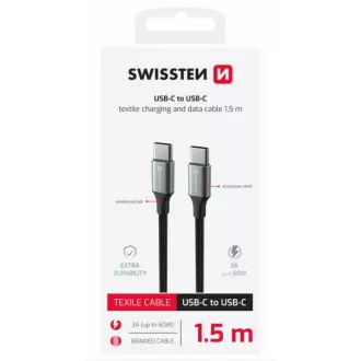 SWISSTEN DATENKABEL TEXTIL II USB-C / USB-C 1,5 M SCHWARZ SWISSTEN DATENKABEL TEXTIL II USB-C / USB-C 1,5 M SCHWARZ