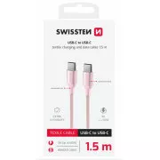 SWISSTEN DATENKABEL TEXTIL II USB-C / USB-C 1,5 M ROSA