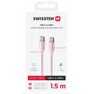 SWISSTEN DATENKABEL TEXTIL II USB-C / USB-C 1,5 M ROSA