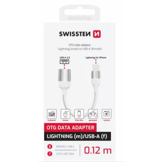 SWISSTEN OTG ADAPTER TEXTILE LIGHTNING (Stecker) / USB-A (Buchse) 0,12 M WEISS SWISSTEN OTG ADAPTER TEXTILE LIGHTNING (Stecker) / USB-A (Buchse) 0,12 M WEISS