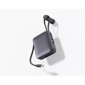 SWISSTEN POWER BANK 10000 mAh MIT INTEGRIERTEN USB-C- UND LIGHTNING-KABELN SILBER SILBER