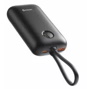 SWISSTEN POWER BANK VOLTBOX 35W 10000 mAh MIT INTEGRIERTEN USB-C UND LIGHTNING KABELN SCHWARZ
