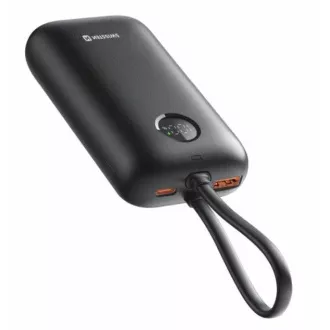 SWISSTEN POWER BANK VOLTBOX 35W 10000 mAh MIT INTEGRIERTEN USB-C UND LIGHTNING KABELN SCHWARZ