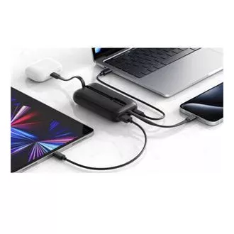 SWISSTEN POWER BANK VOLTBOX 35W 10000 mAh MIT INTEGRIERTEN USB-C UND LIGHTNING KABELN SCHWARZ