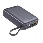 SWISSTEN POWER BANK 20000 mAh MIT INTEGRIERTEN USB-C- UND LIGHTNING-KABELN SILBER SILBER