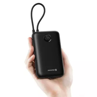SWISSTEN POWER BANK VOLTBOX 35W 20000 mAh MIT INTEGRIERTEN USB-C UND LIGHTNING KABELN SCHWARZ