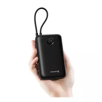 SWISSTEN POWER BANK VOLTBOX 35W 20000 mAh MIT INTEGRIERTEN USB-C UND LIGHTNING KABELN SCHWARZ