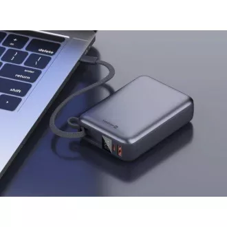 SWISSTEN POWER BANK 20000 mAh 45W MIT INTEGRIERTEM USB-C KABEL VOLLSTÄNDIG SILBER