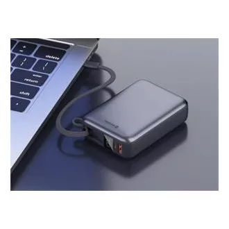 SWISSTEN POWER BANK 20000 mAh 45W MIT INTEGRIERTEM USB-C KABEL VOLLSTÄNDIG SILBER