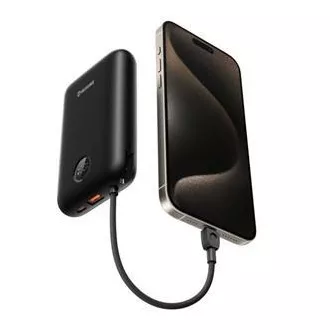 SWISSTEN POWER BANK VOLTBOX 35W 30000 mAh MIT INTEGRIERTEN USB-C UND LIGHTNING KABELN SCHWARZ