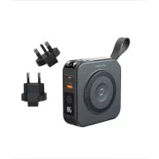 SWISSTEN POWER BANK ALL-IN-ONE PRO MIT AUSWECHSELBAREN HÜLLEN (USA, EU, UK) 10000 mAh 20W SCHWARZ