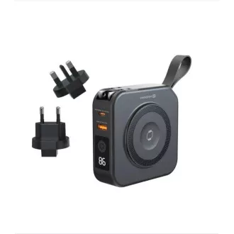 SWISSTEN POWER BANK ALL-IN-ONE PRO MIT AUSWECHSELBAREN HÜLLEN (USA, EU, UK) 10000 mAh 20W SCHWARZ