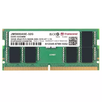 Transcend Speicher 32GB DDR5 5600 SODIMM (JetRam) 2Rx8 2Gx16 CL46 1.1V