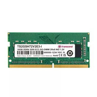 Transcend Speicher 16GB Industrial ECC SODIMM DDR4 3200 1Rx8 (2Gx8)x9 CL22 1.2V Transcend Speicher 16GB Industrial ECC SODIMM DDR4 3200 1Rx8 (2Gx8)x9 CL22 1.2V