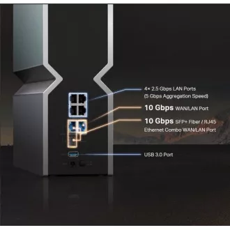 TP-Link Archer BE800 - BE19000 WiFi 7 Router, 1x 10GWAN, 4x 2.5GLAN, 1x 10GLAN/SFP , USB, 2.4/5/6GHz, HomeShield, EasyMesh TP-Link Archer BE800 - BE19000 WiFi 7 Router, 1x 10GWAN, 4x 2.5GLAN, 1x 10GLAN/SFP , USB, 2.4/5/6GHz, HomeShield, EasyMesh