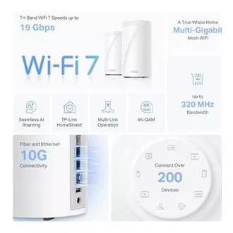 TP-Link WiFi-Router Deco BE85(2er-Pack) BE19000, WiFi 7, 1x 10GLAN, 2x 2.5GLAN, 1x 10GLAN/SFP , USB, 2.4/5/6GHz TP-Link WiFi-Router Deco BE85(2er-Pack) BE19000, WiFi 7, 1x 10GLAN, 2x 2.5GLAN, 1x 10GLAN/SFP , USB, 2.4/5/6GHz