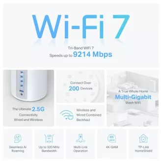 TP-Link Deco BE65(2er-Pack) BE9300 Tri-Band Mesh WiFi 7 System für den ganzen Haushalt, 4x 2.5GLAN, USB, 2.4/5/6GHz, HomeShield TP-Link Deco BE65(2er-Pack) BE9300 Tri-Band Mesh WiFi 7 System für den ganzen Haushalt, 4x 2.5GLAN, USB, 2.4/5/6GHz, HomeShield