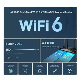 TP-Link Archer VX1800V - AX1800 Wi-Fi 6 VDSL/ADSL Modem und Router, USB 2.0 für 3G/4G und Medien, RJ-11 für VoIP Telefon, Eas TP-Link Archer VX1800V - AX1800 Wi-Fi 6 VDSL/ADSL Modem und Router, USB 2.0 für 3G/4G und Medien, RJ-11 für VoIP Telefon, Eas