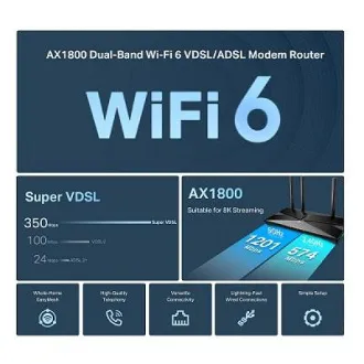 TP-Link Archer VX1800V - AX1800 Wi-Fi 6 VDSL/ADSL Modem und Router, USB 2.0 für 3G/4G und Medien, RJ-11 für VoIP Telefon, Eas - Gebraucht TP-Link Archer VX1800V - AX1800 Wi-Fi 6 VDSL/ADSL Modem und Router, USB 2.0 für 3G/4G und Medien, RJ-11 für VoIP Telefon, Eas - Gebraucht