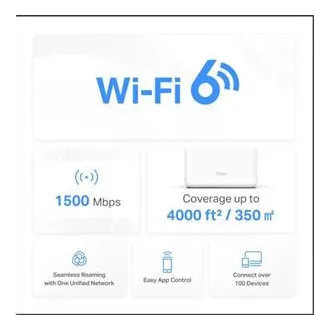TP-Link WiFi-Router Mercusys Halo H60X(2er-Pack) WiFi 6, AX1500, 3x GLAN2.4/5 GHz - Gebraucht TP-Link WiFi-Router Mercusys Halo H60X(2er-Pack) WiFi 6, AX1500, 3x GLAN2.4/5 GHz - Gebraucht