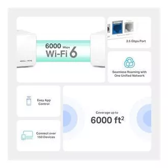 TP-Link WiFi-Router Mercusys Halo H90X(2er-Pack) WiFi 6, AX6000, 1x 2.5GLAN, 2x GLAN TP-Link WiFi-Router Mercusys Halo H90X(2er-Pack) WiFi 6, AX6000, 1x 2.5GLAN, 2x GLAN